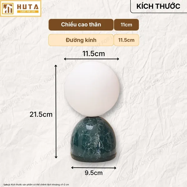 Đèn Ngủ Để Bàn Mặt Trăng In 3D HUTA MT2 Thân Gốm Sứ, Điều Chỉnh Độ Sáng, Ba Màu Sáng