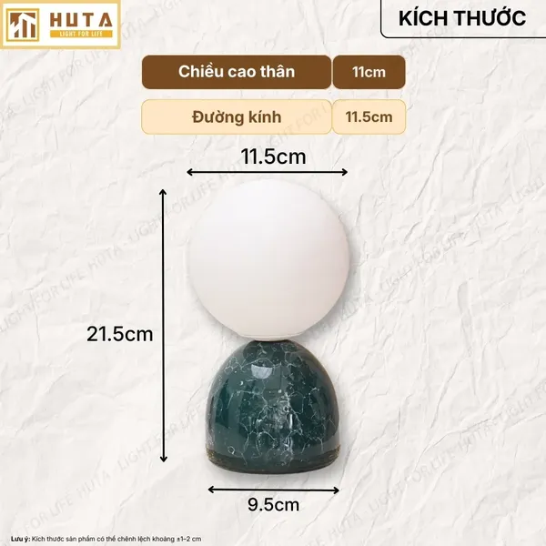 Đèn Ngủ Để Bàn Mặt Trăng In 3D HUTA MT2 Thân Gốm Sứ, Điều Chỉnh Độ Sáng, Ba Màu Sáng