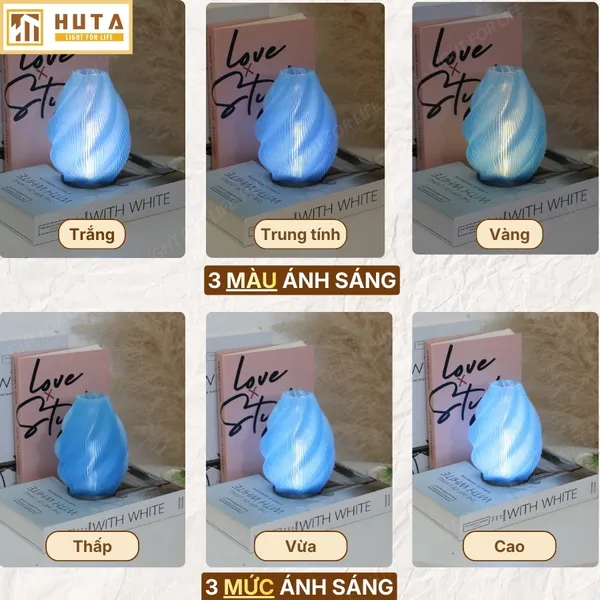 Đèn Decor In 3D HUTA Light For Life SÓNG Trang Trí Bàn Làm Việc, Góc Nhỏ Phòng Ngủ