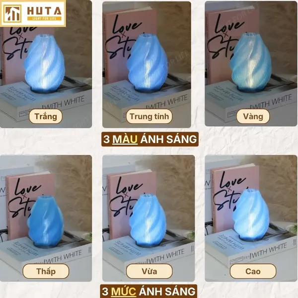 Đèn Decor In 3D HUTA Light For Life SÓNG Điều Chỉnh Ánh Sáng, Decor Không Gian