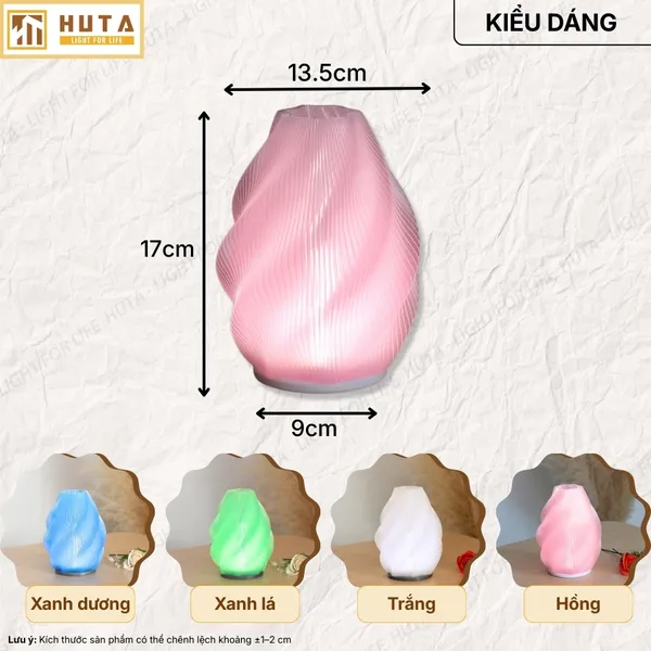 Đèn Decor In 3D HUTA Light For Life SÓNG Trang Trí Bàn Làm Việc, Góc Nhỏ Phòng Ngủ