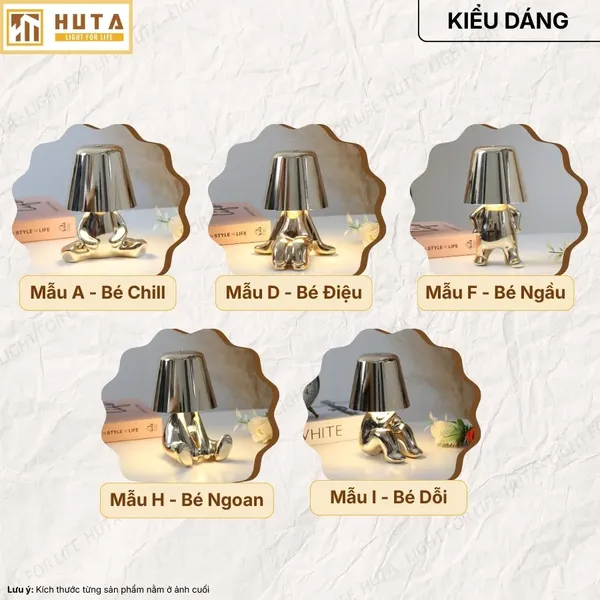 Đèn Bàn Trang Trí HUTA Light For Life BOO Pin Sạc Tích Điện, Điều Chỉnh Độ Sáng, Decor Phòng