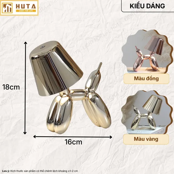 Đèn Bàn Trang Trí HUTA Light For Life DOGO Pin Sạc Tích Điện, Điều Chỉnh Độ Sáng, Decor Phòng