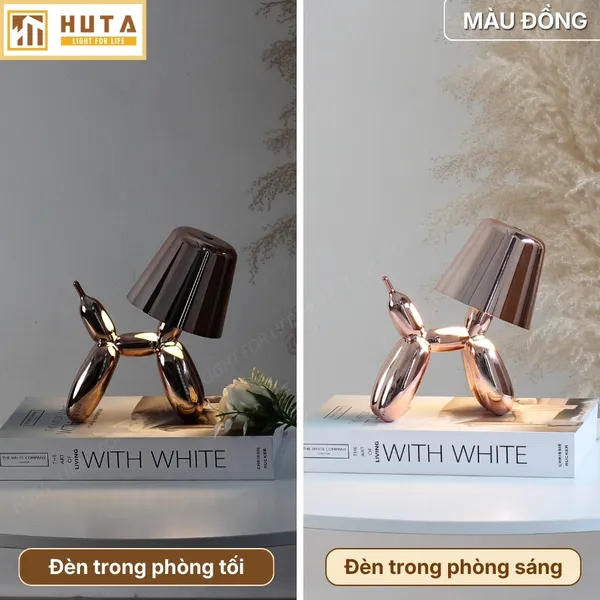 Đèn Bàn Trang Trí HUTA Light For Life DOGO Pin Sạc Tích Điện, Điều Chỉnh Độ Sáng, Decor Phòng