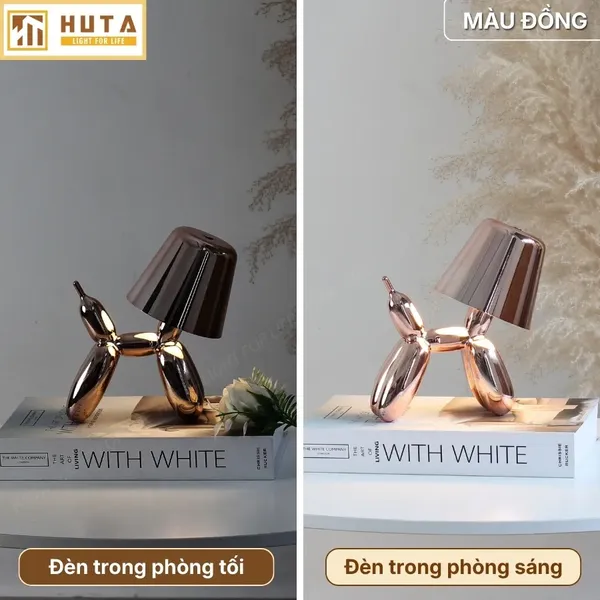 Đèn Bàn Trang Trí HUTA Light For Life DOGO Pin Sạc Tích Điện, Điều Chỉnh Độ Sáng, Decor Phòng