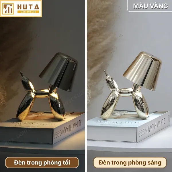 Đèn Bàn Trang Trí HUTA Light For Life DOGO Pin Sạc Tích Điện, Điều Chỉnh Độ Sáng, Decor Phòng
