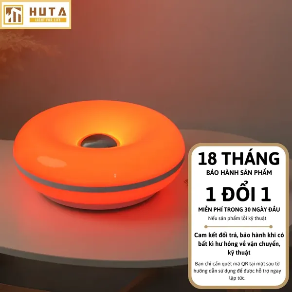 Đèn Bàn Trang Trí HUTA Light For Life DONUT Phong Cách Hiện Đại, Decor Phòng, Điều Chỉnh Độ Sáng