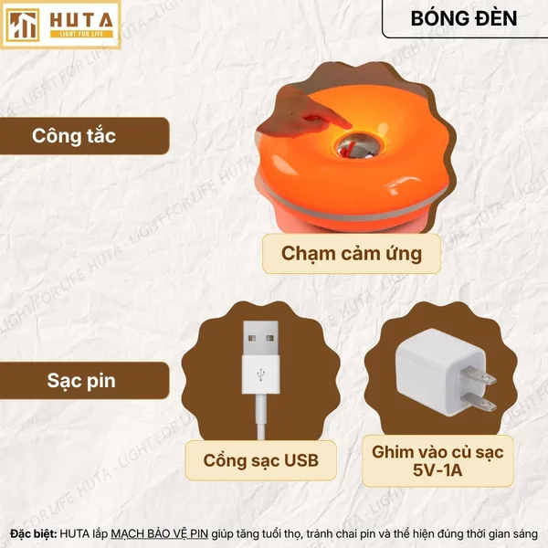 Đèn Bàn Trang Trí HUTA Light For Life DONUT Phong Cách Hiện Đại, Decor Phòng, Điều Chỉnh Độ Sáng