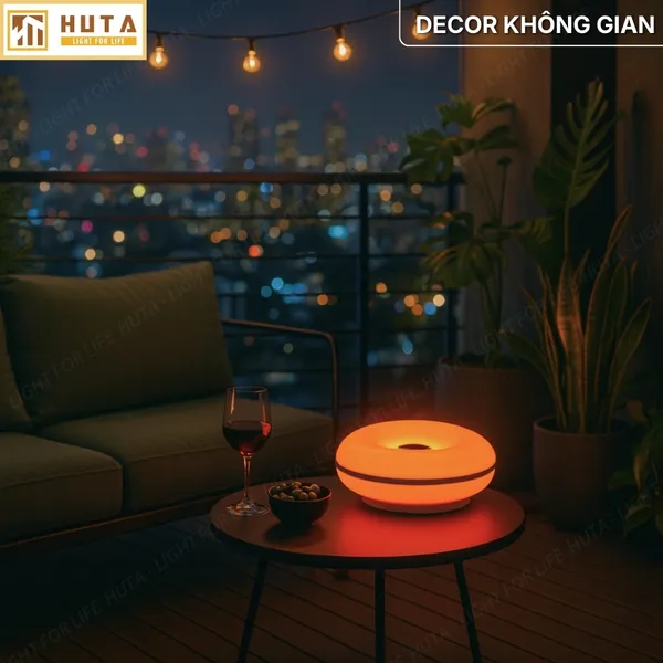 Đèn Bàn Trang Trí HUTA Light For Life DONUT Phong Cách Hiện Đại, Decor Phòng, Điều Chỉnh Độ Sáng