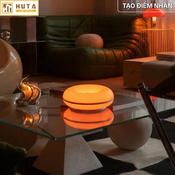 Đèn Bàn Trang Trí HUTA Light For Life DONUT Phong Cách Hiện Đại, Decor Phòng, Điều Chỉnh Độ Sáng