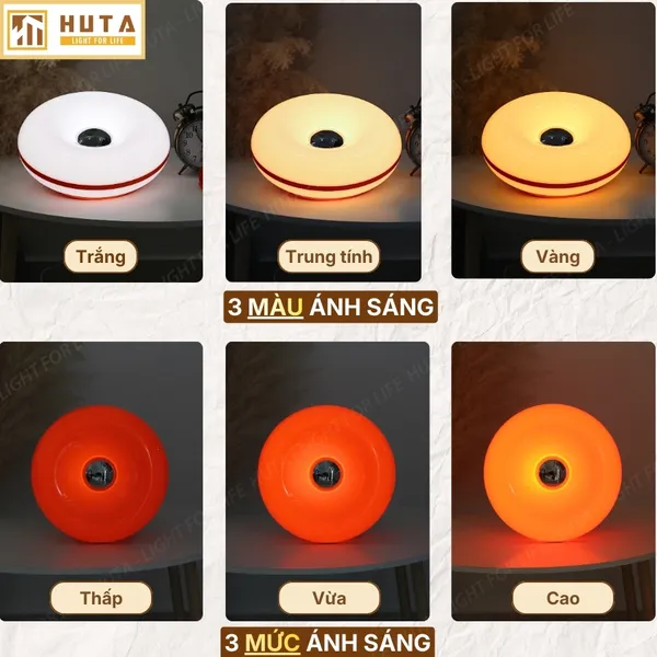 Đèn Bàn Trang Trí HUTA Light For Life DONUT Phong Cách Hiện Đại, Decor Phòng, Điều Chỉnh Độ Sáng