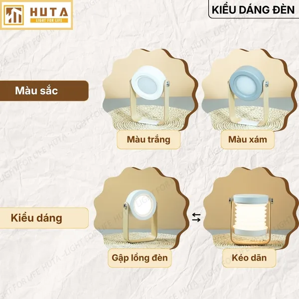 Đèn Bàn LED HUTA Light For Life DS01 Đổi Kiểu Đa Dạng, Tăng Giảm 3 Mức Sáng, Decor Trang Trí