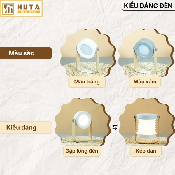Đèn Bàn Đọc Sách HUTA Light For Life DS1 Đổi Kiểu Đa Dạng, Tăng Giảm 3 Mức Sáng, Decor Trang Trí