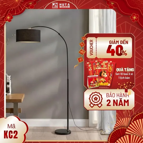 Đèn Cây Đứng HUTA Light For Life KC2 Thân Thép Chống Gỉ, Bóng Led Ánh Sáng Vàng