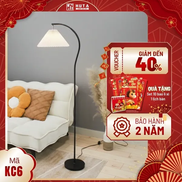 Đèn Cây Đứng Decor HUTA Light For Life KC6 Thân Kim Loại Cong, 3 Màu Ánh Sáng, Bảo Hành 24 Tháng