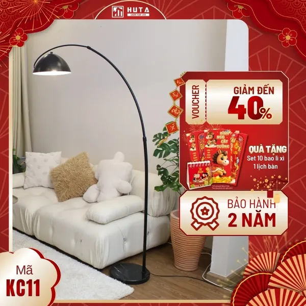 Đèn Cây Đứng Decor HUTA Light For Life KC11 Thân Cong, Trang Trí Nội Thất, Ba Màu Ánh Sáng Vàng
