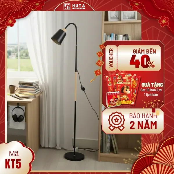 Đèn Cây Đứng Đọc Sách HUTA Light For Life KT5 Trang Trí Phòng Khách Phong Cách Bắc Âu Ba Màu Sáng