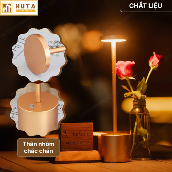 Đèn Bàn Pin Sạc HUTA Light For Life AL1 Nhôm Điều Chỉnh Độ Sáng, Thiết Kế Hiện Đại