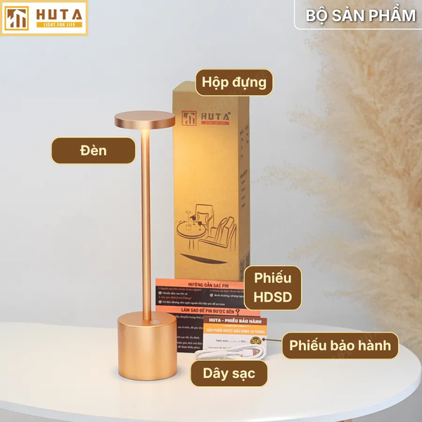 Đèn Bàn Pin Sạc HUTA Light For Life AL1 Thép Điều Chỉnh Độ Sáng, Thiết Kế Hiện Đại