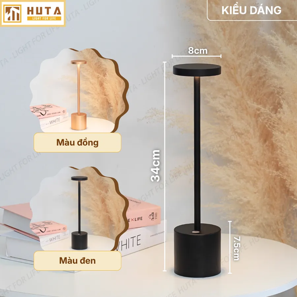Đèn Bàn Pin Sạc HUTA Light For Life AL1 Nhôm Điều Chỉnh Độ Sáng, Thiết Kế Hiện Đại