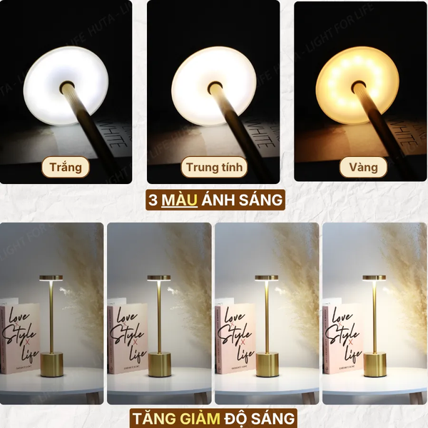 Đèn Bàn Pin Sạc HUTA Light For Life AL1 Thép Điều Chỉnh Độ Sáng, Thiết Kế Hiện Đại