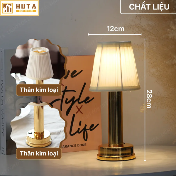 Đèn Bàn Decor Mới HUTA Light For Life RESBED1 Chạm Cảm Ứng, Pin Sạc Tích Điện, Bảo Hành 18 Tháng