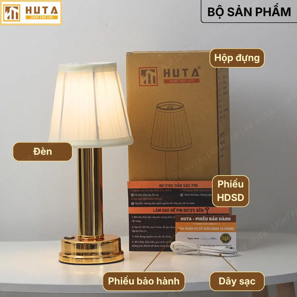 Đèn Bàn Decor Mới HUTA Light For Life RESBED1 Chạm Cảm Ứng, Pin Sạc Tích Điện, Bảo Hành 18 Tháng