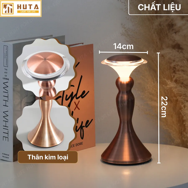 Đèn Bàn Pin Sạc HUTA Light For Life RESCUP Điều Chỉnh Độ Sáng, Kim Loại Sơn Tĩnh Điện, Thiết Kế Hiện Đại