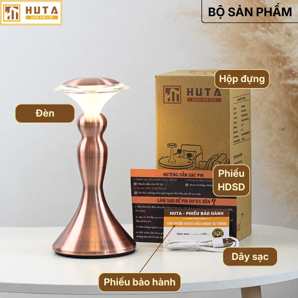 Đèn Bàn Pin Sạc HUTA Light For Life RESCUP Điều Chỉnh Độ Sáng, Kim Loại Sơn Tĩnh Điện, Thiết Kế Hiện Đại