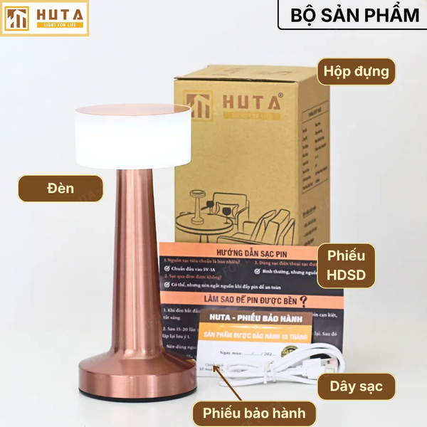 Đèn Bàn Trang Trí HUTA Light For Life RESTA Chạm Cảm Ứng, Điều Chỉnh Độ Sáng, Bảo Hành 18 Tháng