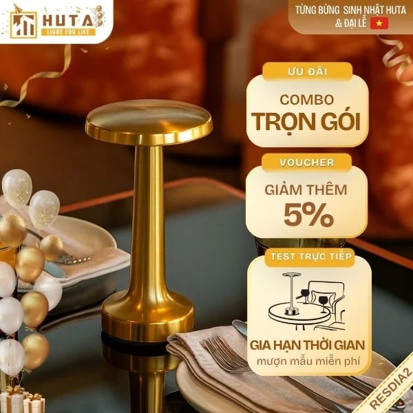 Đèn Bàn Led Quầy Bar, Quán Bar, Nhà Hàng Pin Sạc Tích Điện Mã RESDIA2