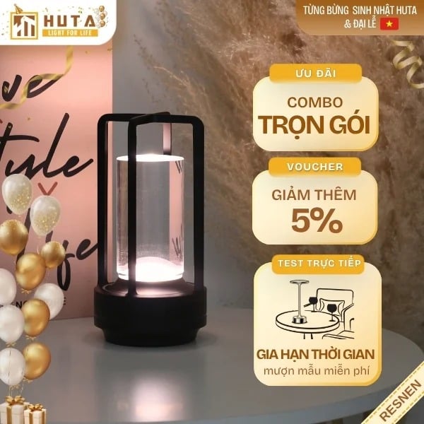 Đèn Bàn Led Quầy Bar, Quán Bar, Nhà Hàng Pin Sạc Tích Điện Mã RESNEN