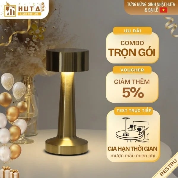 Đèn Bàn Led Quầy Bar, Quán Bar, Nhà Hàng Pin Sạc Tích Điện Mã RESTRU