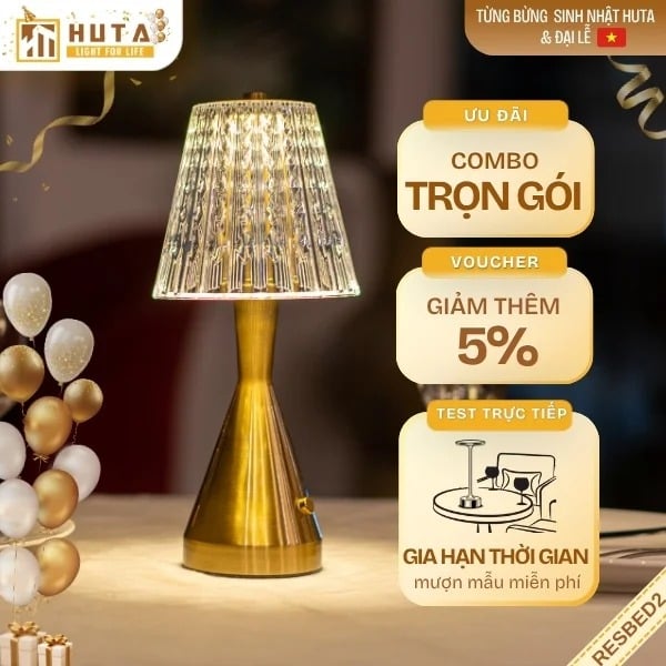 Đèn Bàn Led Quầy Bar, Nhà Hàng Pin Sạc Tích Điện Cảm Ứng HUTA Light For Life Mã RESBED2
