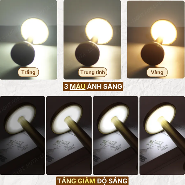 Đèn Bàn Cảm Ứng Hiện Đại HUTA Light For Life RESDIA2 Kim Loại Sơn Tĩnh Điện, Bảo Hành 18 Tháng