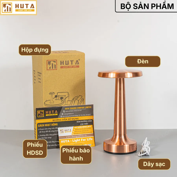 Đèn Bàn Cảm Ứng Hiện Đại HUTA Light For Life RESDIA2 Kim Loại Sơn Tĩnh Điện, Bảo Hành 18 Tháng