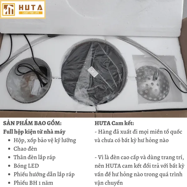 Đèn Cây Đứng HUTA Light For Life KC03 Thân Cong Thân Thép, Bóng Led Ánh Sáng Vàng