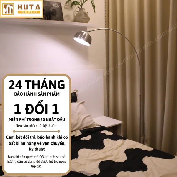 Đèn Cây Đứng HUTA Light For Life KC03 Thân Cong Thân Thép, Bóng Led Ánh Sáng Vàng