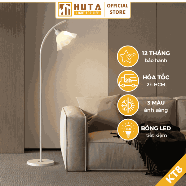 Đèn Cây Đứng Decor HUTA Light For Life KT08 Thân Kim Loại, Phong Cách Bắc Âu, Điều Chỉnh Ánh Sáng