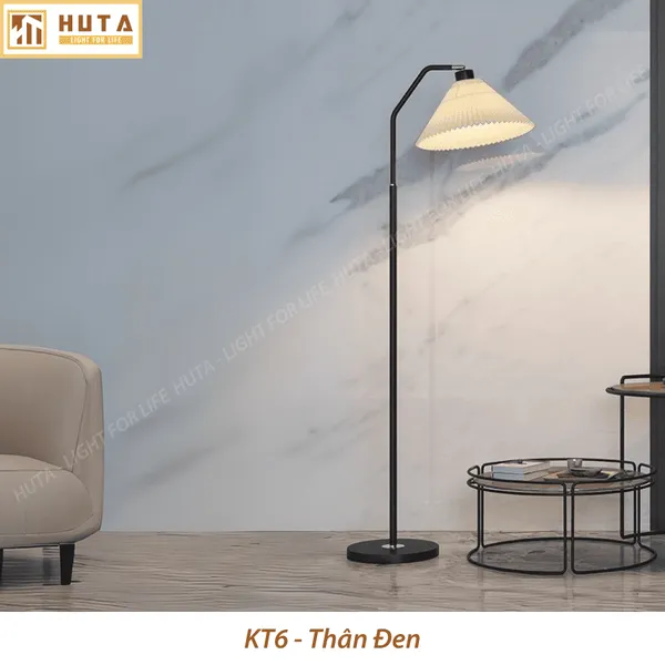 Đèn Cây Đứng Decor HUTA KT6 Thân Kim Loại Khớp Cong, Chao Xếp Ly,  Điều Chỉnh Ánh Sáng Vàng