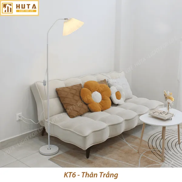 Đèn Cây Đứng Decor HUTA Light For Life KT06 Thân Kim Loại Khớp Cong, Chao Xếp Ly,  Điều Chỉnh Ánh Sáng