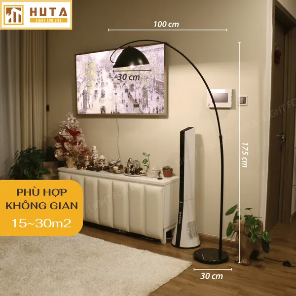 Đèn Cây Đứng Decor HUTA KC11 Thân Cong, Trang Trí Nội Thất, Ba Màu Ánh Sáng Vàng