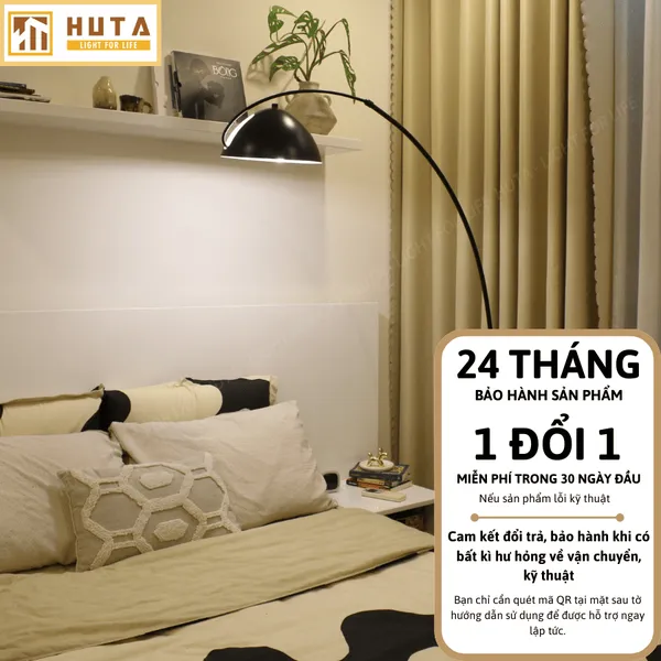 Đèn Cây Đứng Decor HUTA KC11 Thân Cong, Trang Trí Nội Thất, Ba Màu Ánh Sáng Vàng
