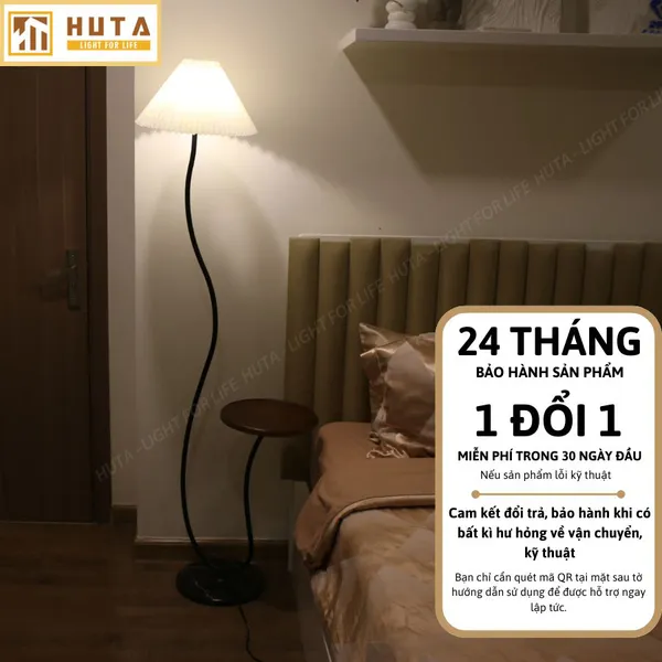 Đèn Cây Đứng Decor HUTA Light For Life KC10 Thân Thép Kết Hợp Bàn Cafe, Trang Trí Nội Thất