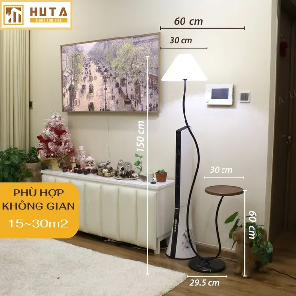 Đèn Cây Đứng Decor HUTA Light For Life KC10 Thân Thép Kết Hợp Bàn Cafe, Trang Trí Nội Thất