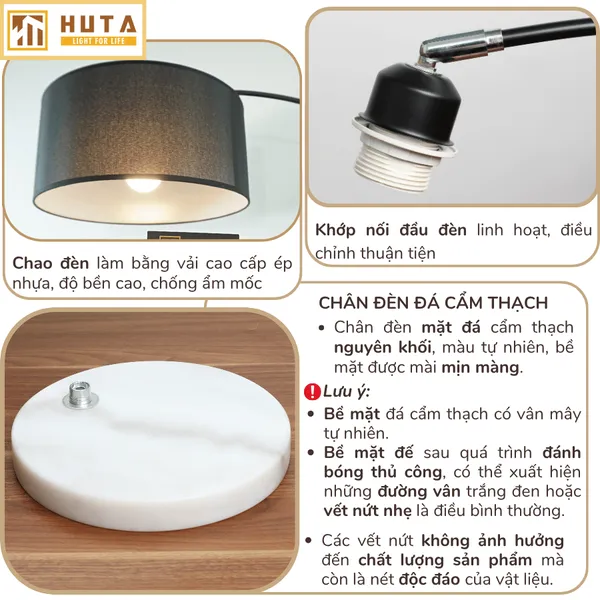 Đèn Cây Đứng HUTA Light For Life KC02 Thân Thép Chống Gỉ, Bóng Led Ánh Sáng Vàng