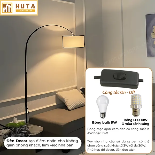Đèn Cây Đứng HUTA Light For Life KC02 Thân Thép Chống Gỉ, Bóng Led Ánh Sáng Vàng