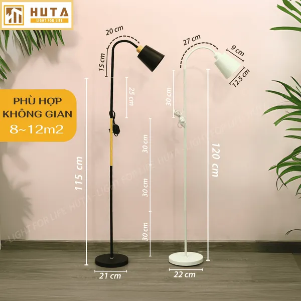 Đèn Cây Đứng Đọc Sách HUTA KT5 Trang Trí Phòng Khách Phong Cách Bắc Âu Ba Màu Sáng