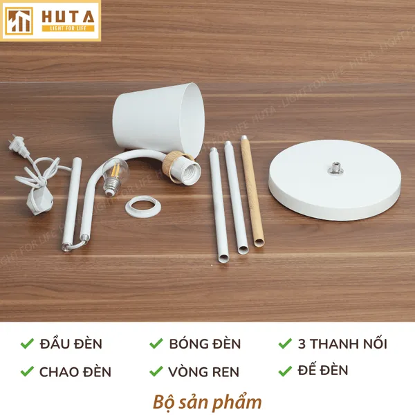 Đèn Cây Đứng Đọc Sách HUTA KT5 Trang Trí Phòng Khách Phong Cách Bắc Âu Ba Màu Sáng