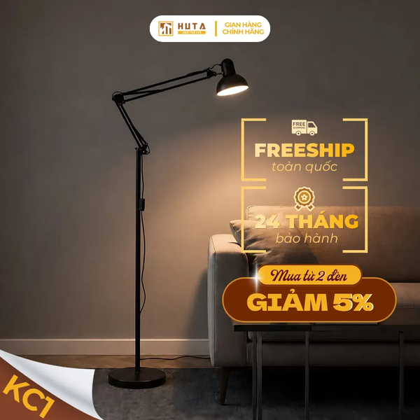 Đèn Cây Đứng HUTA Light For Life KC1 Khớp Nối Cong Điều Chỉnh, Thân Thép, Kiểu Dáng Pixar